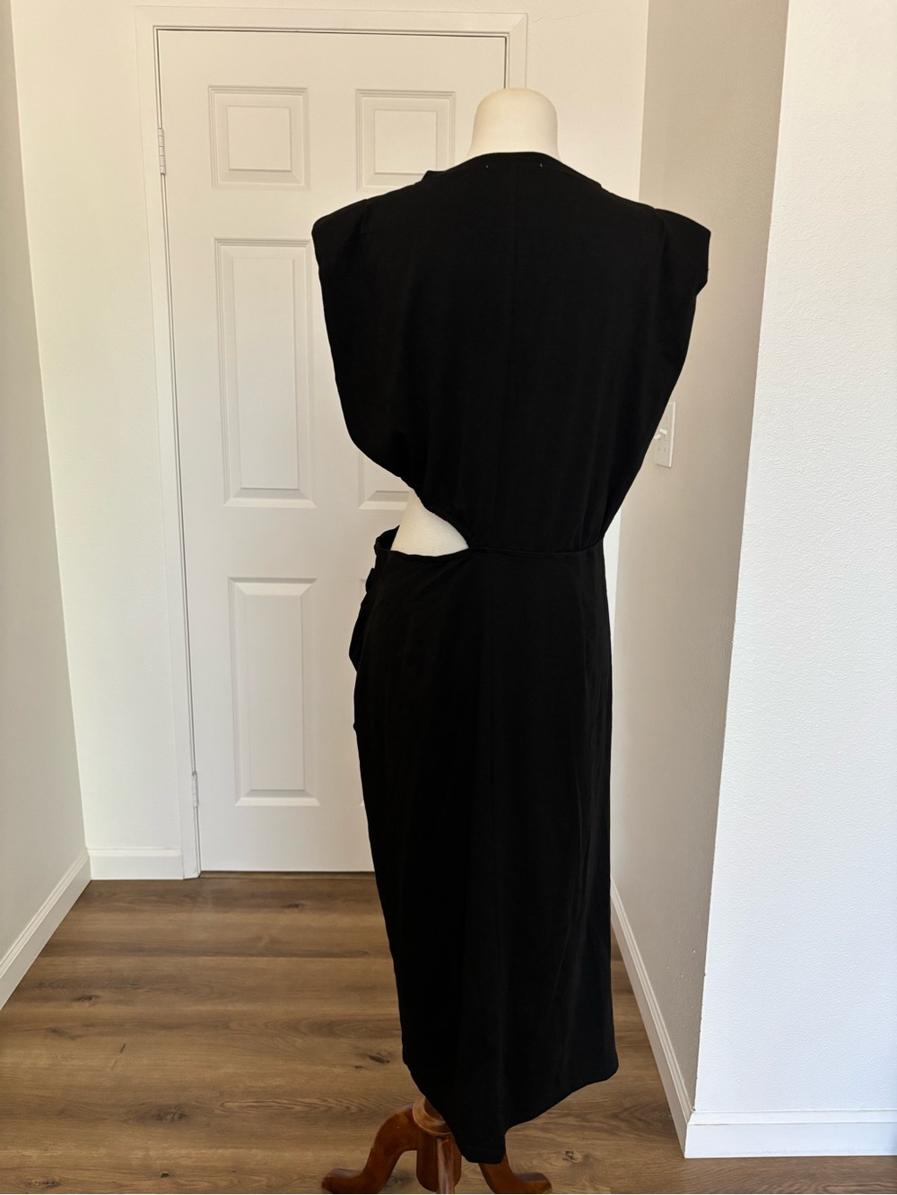 NWT Cupshe Black Midi Dress with Side Drape - Picture 7 of 16